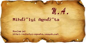 Mihályi Agnéta névjegykártya